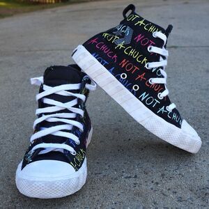 Converse “Not A Chuck” Graffiti High Top Sneakers Black Multi Youth Size 1